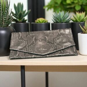 Cole Haan Snake Print Textured Clutch